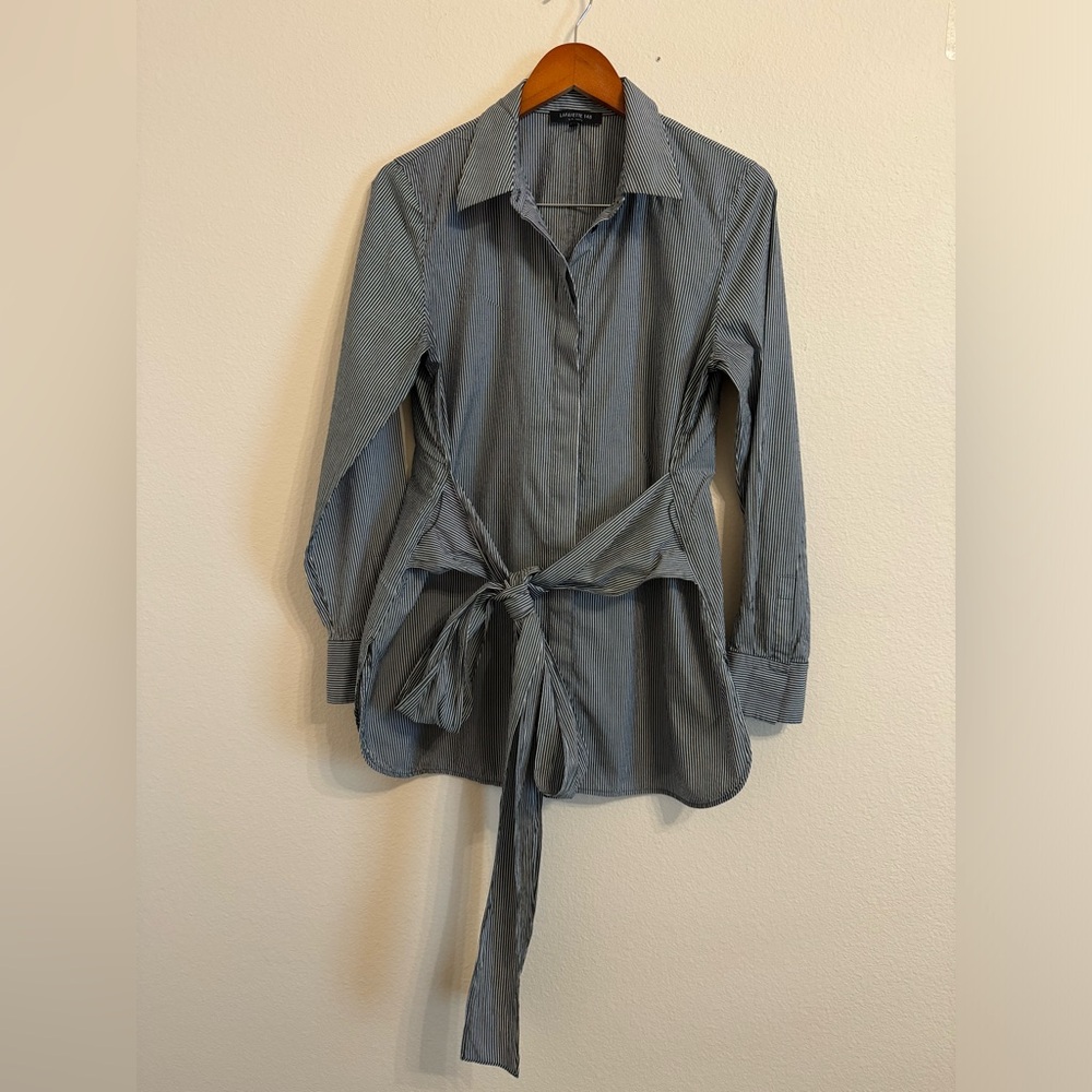 Lafayette 148 New York Cotton Blend  Business Office Career Shirt Tops for Women